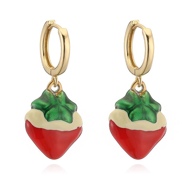 HECHENG, Korean Fashion Shiny Zircon Enamel Drip Oil Red Strawberry Cherry Fruit Earrings Ladies Exquisite Cute Zircon 1 Pair Other
HECHENG, Korean Fashion Shiny Zircon Enamel Drip Oil Red Strawberry Cherry Fruit Earrings Ladies Exquisite Cute Zircon 1 Pair Other