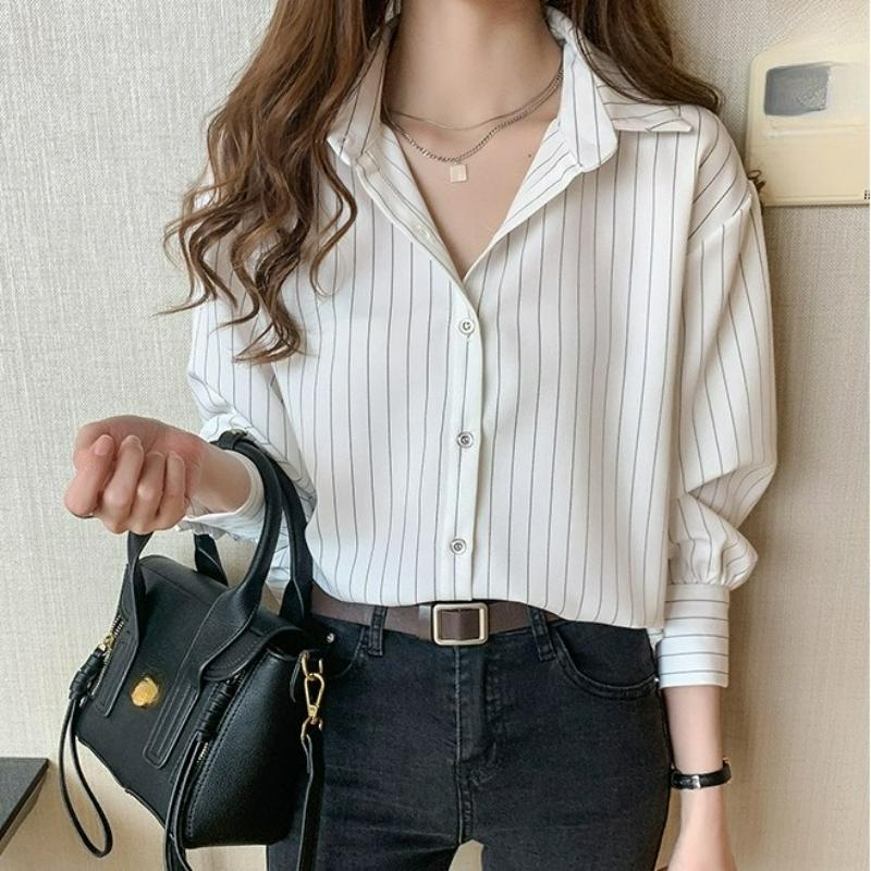 Striped Shirt Women s Blouse Spring and Autumn Retro Hong Kong Flavor Design Sense Light Mature Stacked Shirt 4XL білий
Striped Shirt Women s Blouse Spring and Autumn Retro Hong Kong Flavor Design Sense Light Mature Stacked Shirt 4XL білий
