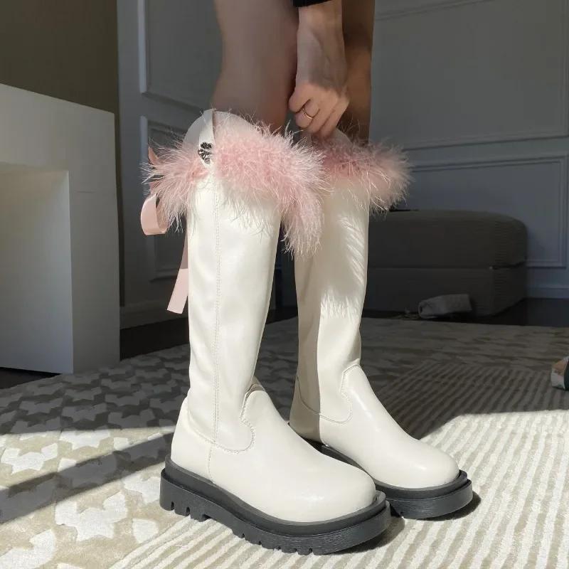 Kawaii Furry Women Shoes 2024 New Sweet Butterfly Knot Women s Boots Fashion and Versatile White High Boots Zapatos Chunky Mujer
Kawaii Furry Women Shoes 2024 New Sweet Butterfly Knot Women s Boots Fashion and Versatile White High Boots Zapatos Chunky Mujer