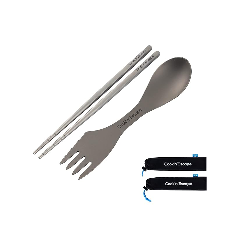 COOK N ESCAPE Made of titanium cutlery set Light and sturdy chopsticks, fork, spoon Camping, mountain climbing, disaster prevention, business trips,
COOK N ESCAPE Made of titanium cutlery set Light and sturdy chopsticks, fork, spoon Camping, mountain climbing, disaster prevention, business trips,