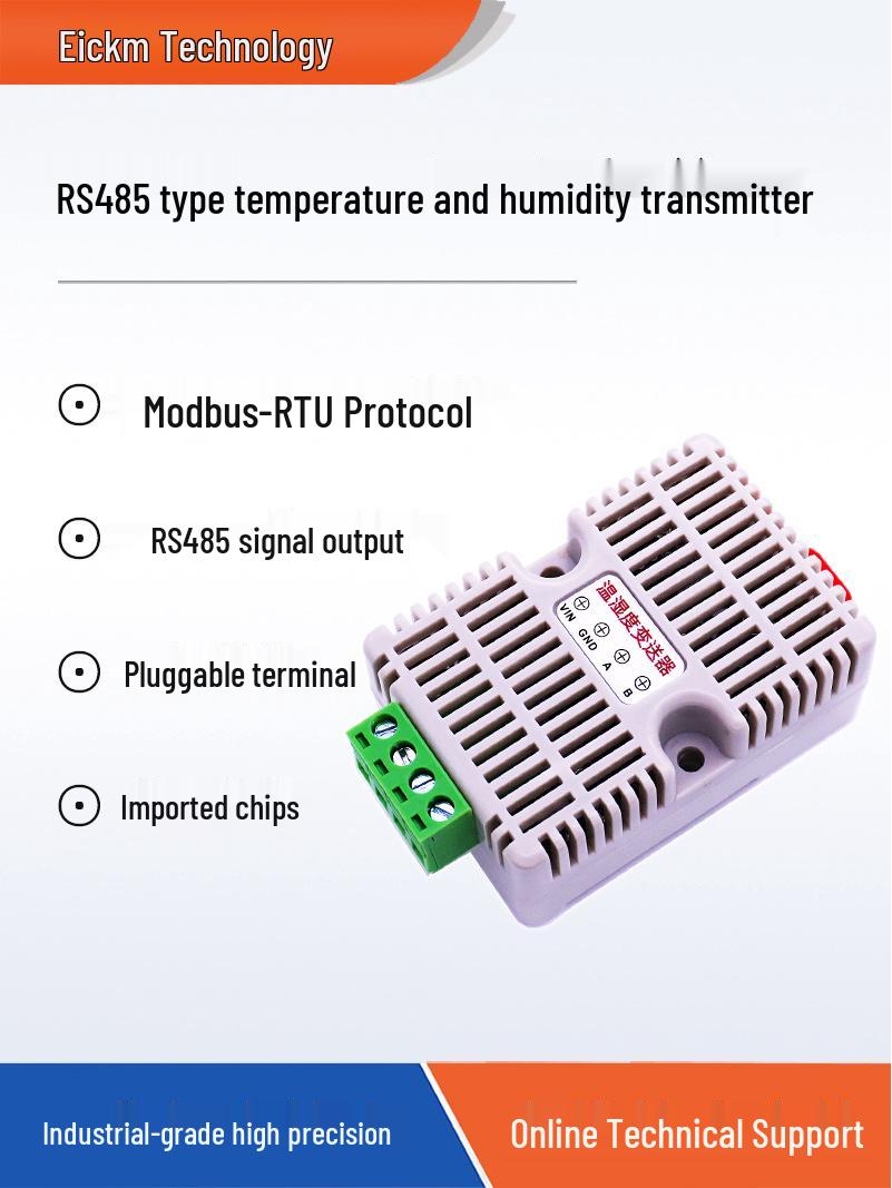 Industrial RS485 Temperature & Humidity Transmitter with Modbus Protocol - High Precision Card Rail Collector 50mA
Industrial RS485 Temperature & Humidity Transmitter with Modbus Protocol - High Precision Card Rail Collector 50mA