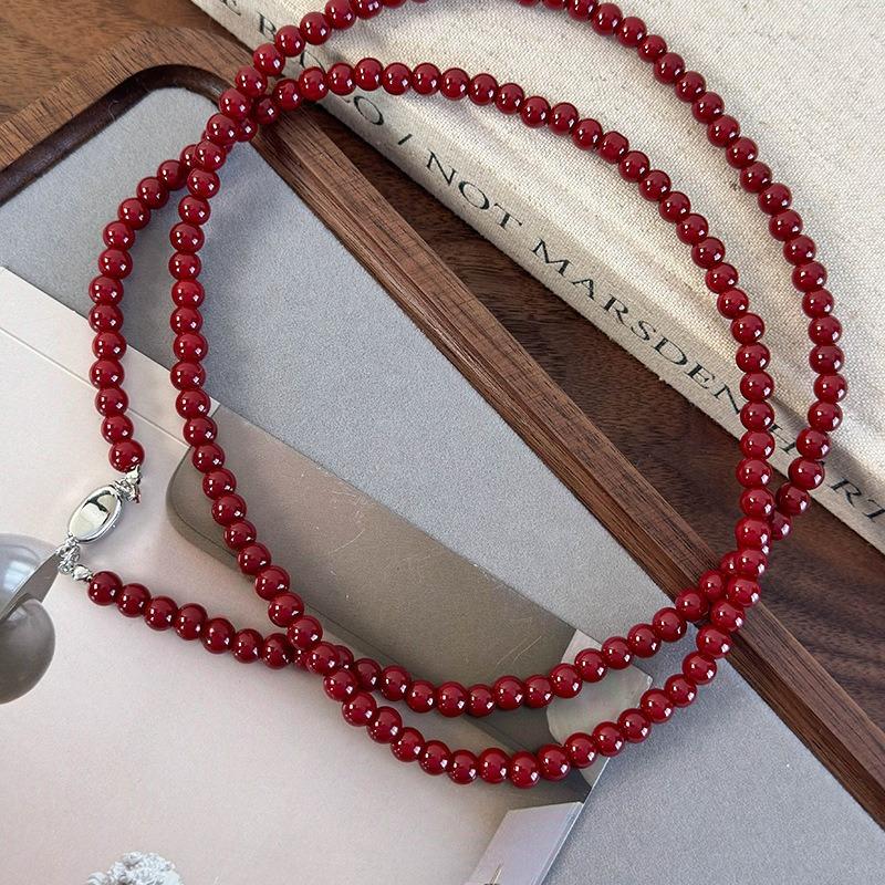 Temperament 6mm Red Color Glass Beads Strand Beaded Necklace for Women Mujer Silver Plating Ingot Clasp Long Sweater Chain червоний
Temperament 6mm Red Color Glass Beads Strand Beaded Necklace for Women Mujer Silver Plating Ingot Clasp Long Sweater Chain червоний