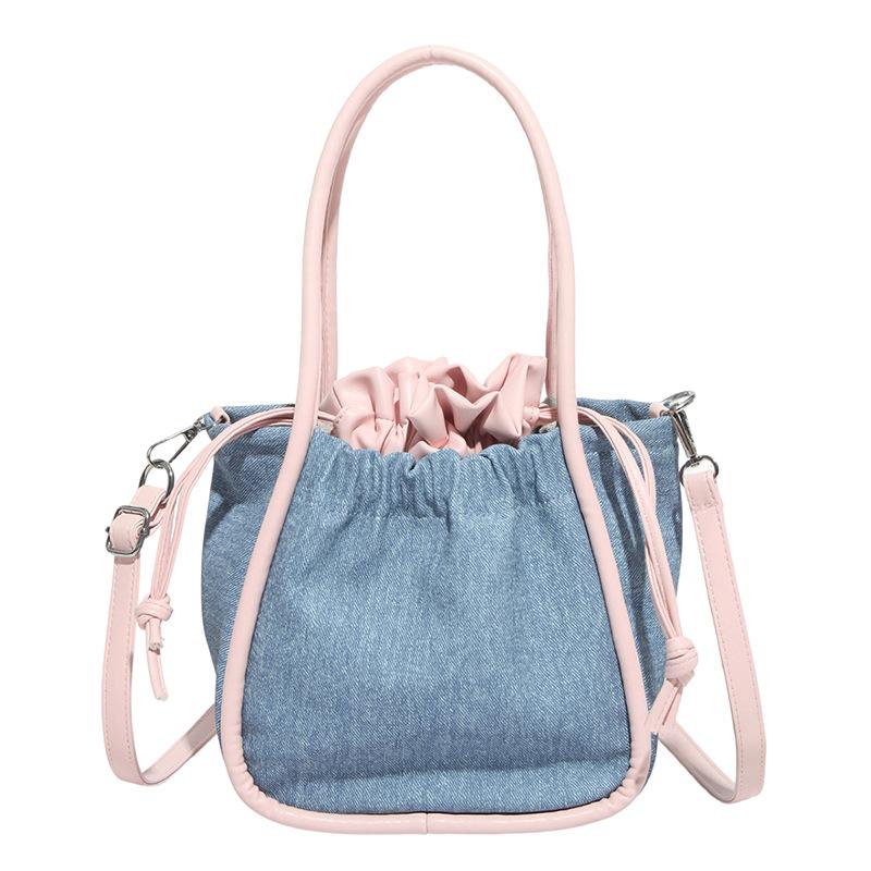 Fashion denim canvas tote bag bucket bag new trend drawstring handbag shoulder bag
Fashion denim canvas tote bag bucket bag new trend drawstring handbag shoulder bag