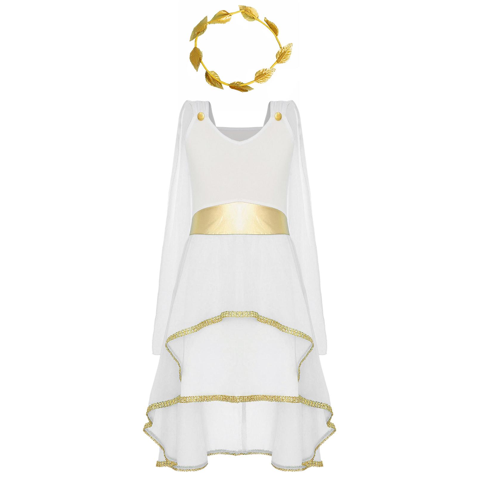 Girls Ancient Greek Princess Toga Costume Sleeveless Asymmetrical Flowy Dress Wreath Headband Set 5-6 Years
Girls Ancient Greek Princess Toga Costume Sleeveless Asymmetrical Flowy Dress Wreath Headband Set 5-6 Years