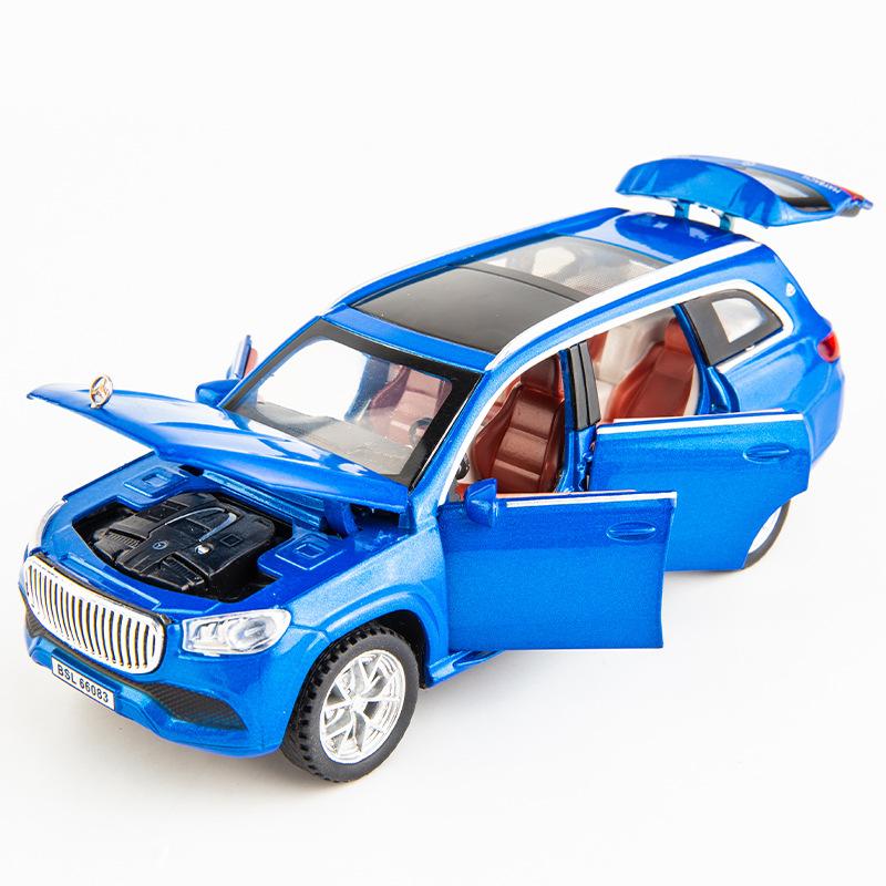 1/32 Модель автомобиля из сплава Maybach GLS600 с инерционным механизмом, звуком и светом, детский подарок, коллекция, литая игрушечная модель синий
1/32 Модель автомобиля из сплава Maybach GLS600 с инерционным механизмом, звуком и светом, детский подарок, коллекция, литая игрушечная модель синий