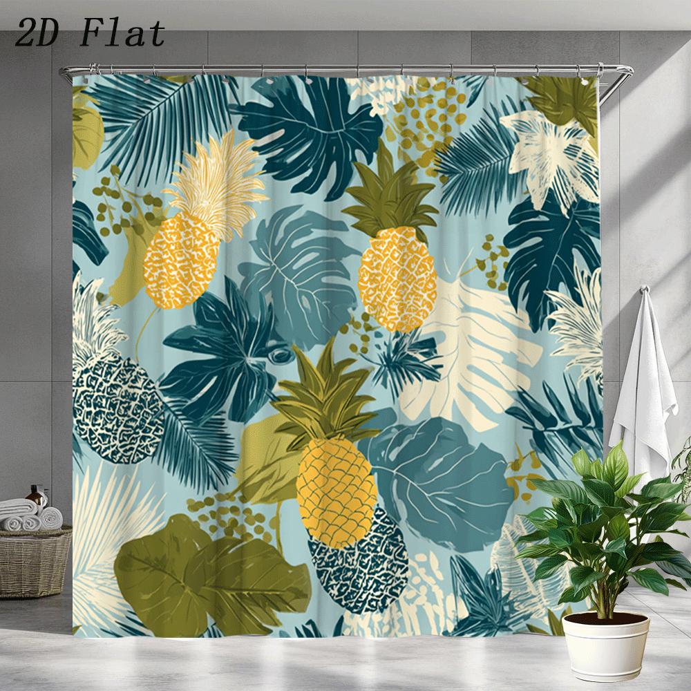 Pineapple & Monstera Illustration Shower Curtain 1Pc With 12 Hooks For Bathroom Home Decor Polyester 70.8X70.8 Inch W60H190(CM)-1 Pcs
Pineapple & Monstera Illustration Shower Curtain 1Pc With 12 Hooks For Bathroom Home Decor Polyester 70.8X70.8 Inch W60H190(CM)-1 Pcs
