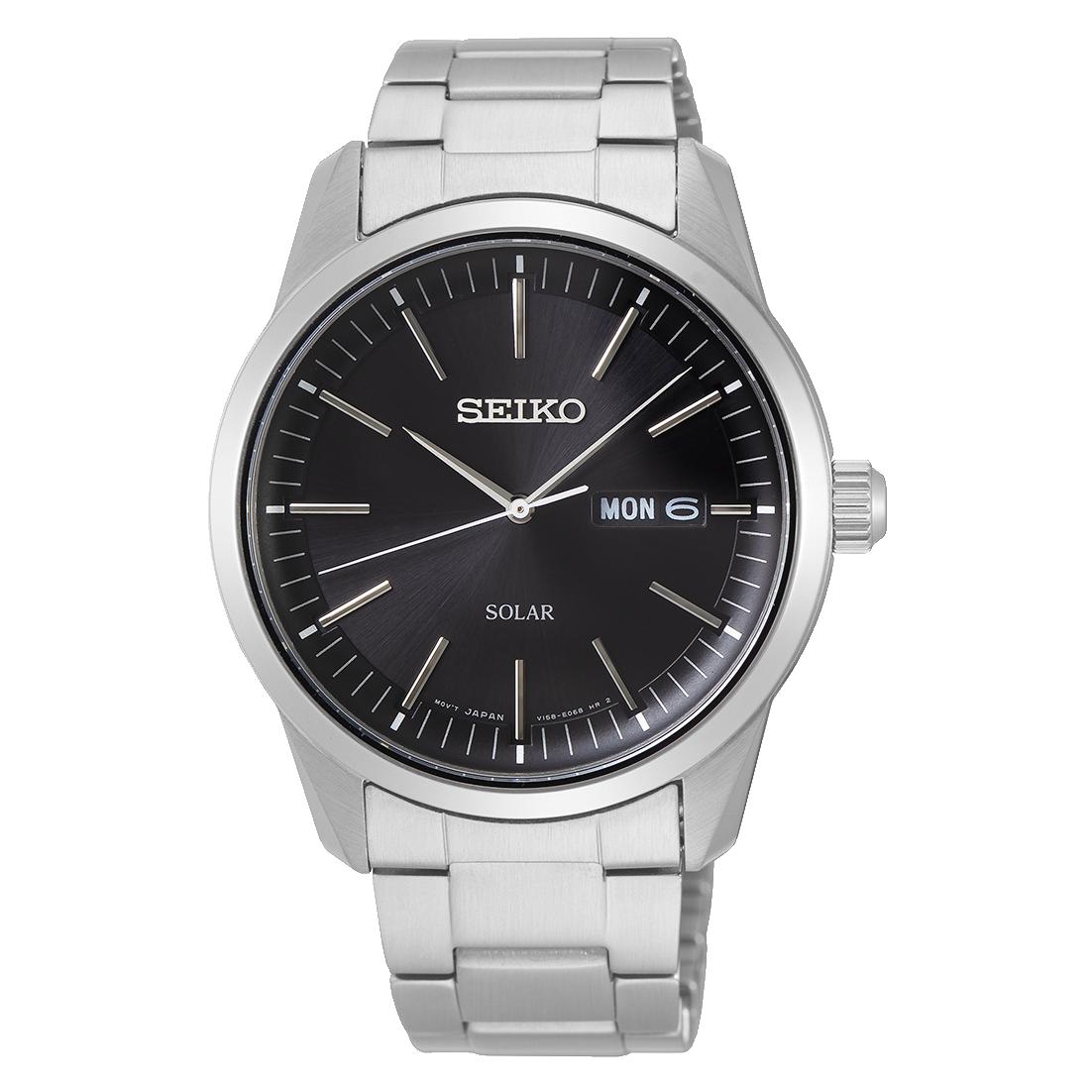 Мужские часы Seiko Classic кварцевые с солнечной батареей, день и дата SNE527P1 чёрный
Мужские часы Seiko Classic кварцевые с солнечной батареей, день и дата SNE527P1 чёрный