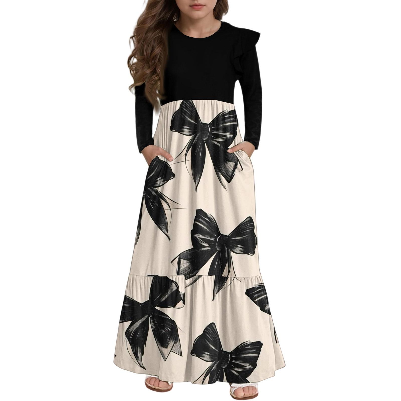 Платье с многоярусными оборками для девочек - Макси с длинным рукавом и принтом, с карманами 160 бежевый
Платье с многоярусными оборками для девочек - Макси с длинным рукавом и принтом, с карманами 160 бежевый