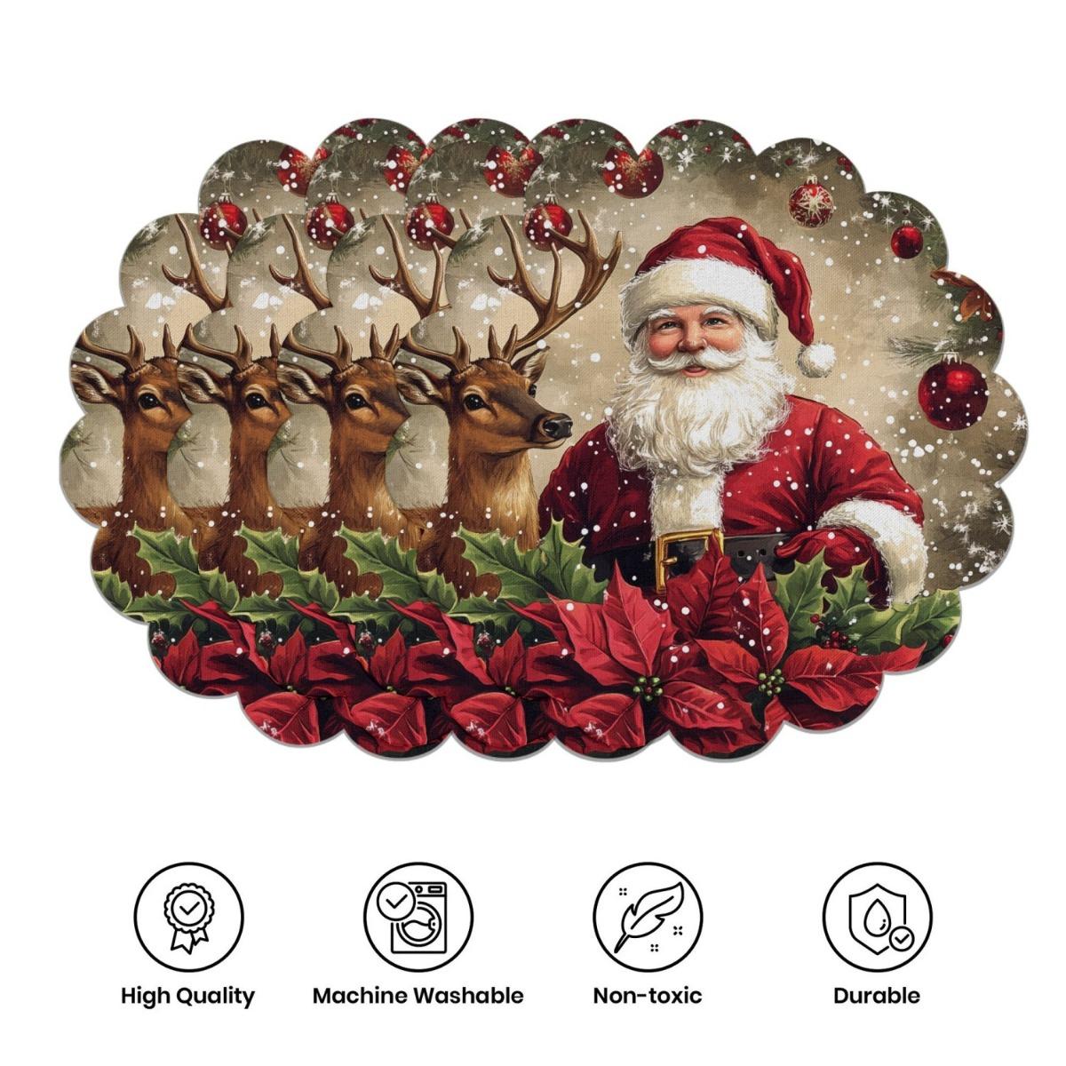 4PCS Christmas Placemats Non Slip Heat Resistant Circular Waves Design Winter Christmas Dining Wedding Party Table Decoration
4PCS Christmas Placemats Non Slip Heat Resistant Circular Waves Design Winter Christmas Dining Wedding Party Table Decoration