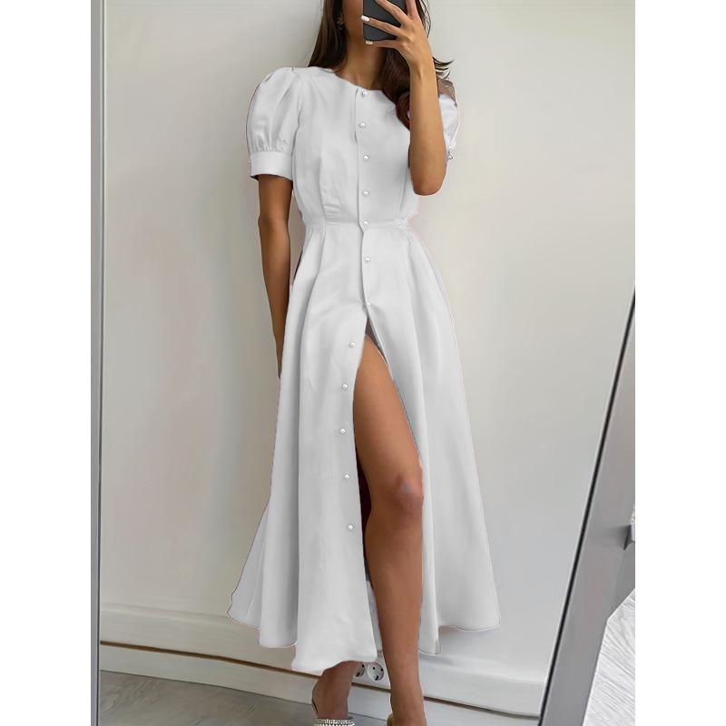 women s Round Neck Puff Short Sleeve Single Breasted High Waist Slit Hem Midi Dress Elegant Summer Party Dress 2XL
women s Round Neck Puff Short Sleeve Single Breasted High Waist Slit Hem Midi Dress Elegant Summer Party Dress 2XL