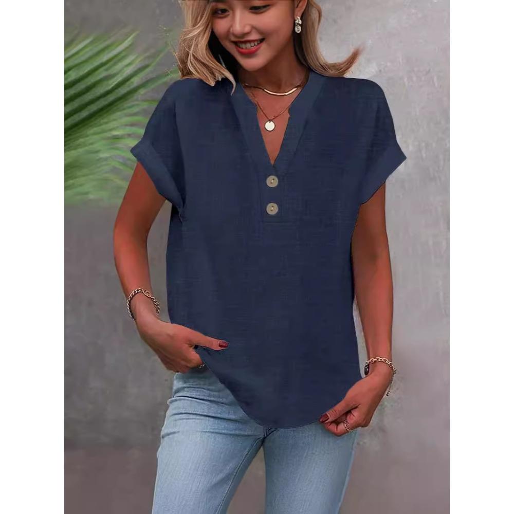 Fashionable Solid Color Stand Up Collar Button Women s Casual and Comfortable Short Sleeved Shirt S
Fashionable Solid Color Stand Up Collar Button Women s Casual and Comfortable Short Sleeved Shirt S