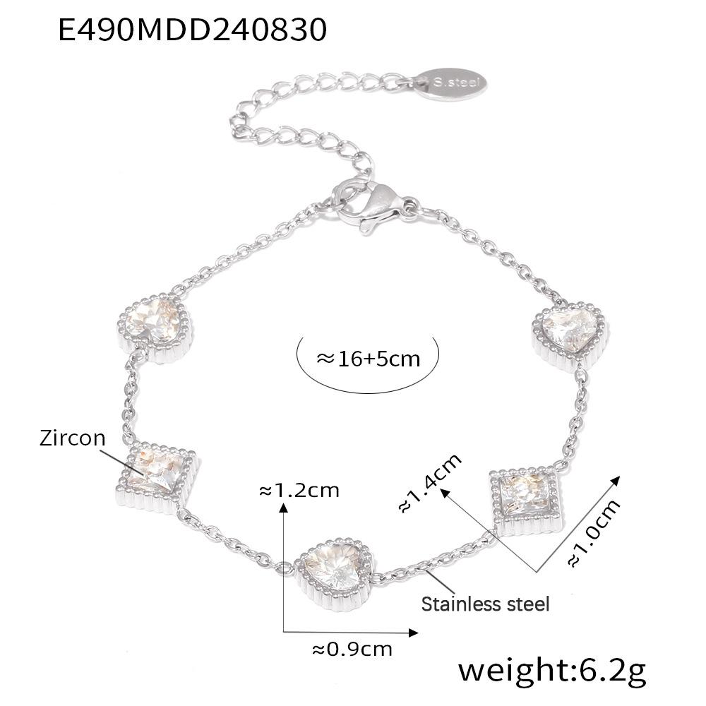 316L Stainless Steel Bracelet With Square And Heart Shape Zircon For Women No Tarnish Gold Silver Color Charm Women s Braccelets
316L Stainless Steel Bracelet With Square And Heart Shape Zircon For Women No Tarnish Gold Silver Color Charm Women s Braccelets