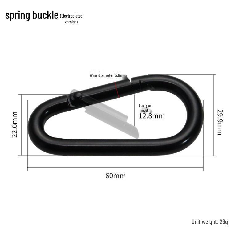 Black Spring Quick-Release Carabiner with Packaging - Multifunctional Decorative Hook for Outdoor Use
Black Spring Quick-Release Carabiner with Packaging - Multifunctional Decorative Hook for Outdoor Use