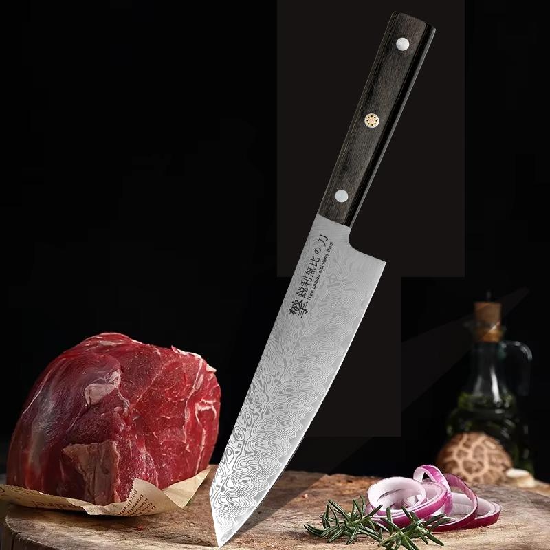 Damascus textured kitchen knife, a high-quality Japanese kitchen accessory, is suitable for cutting meat, vegetables and fruits
Damascus textured kitchen knife, a high-quality Japanese kitchen accessory, is suitable for cutting meat, vegetables and fruits