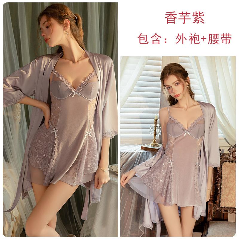 New waist slim and thin chest pad velvet mesh nightdress robe women s loungewear set one size fits all
New waist slim and thin chest pad velvet mesh nightdress robe women s loungewear set one size fits all
