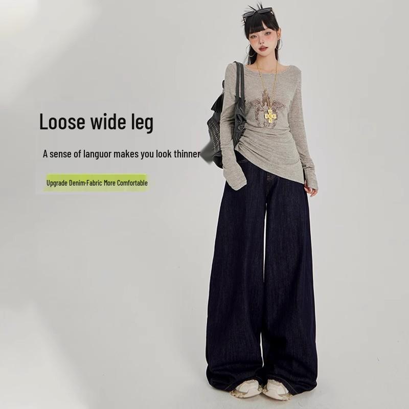 Women s Retro Dark Blue Wide-Leg Jeans - Versatile Spring Slimming Straight-Leg Pants XL 65-71 kg
Women s Retro Dark Blue Wide-Leg Jeans - Versatile Spring Slimming Straight-Leg Pants XL 65-71 kg