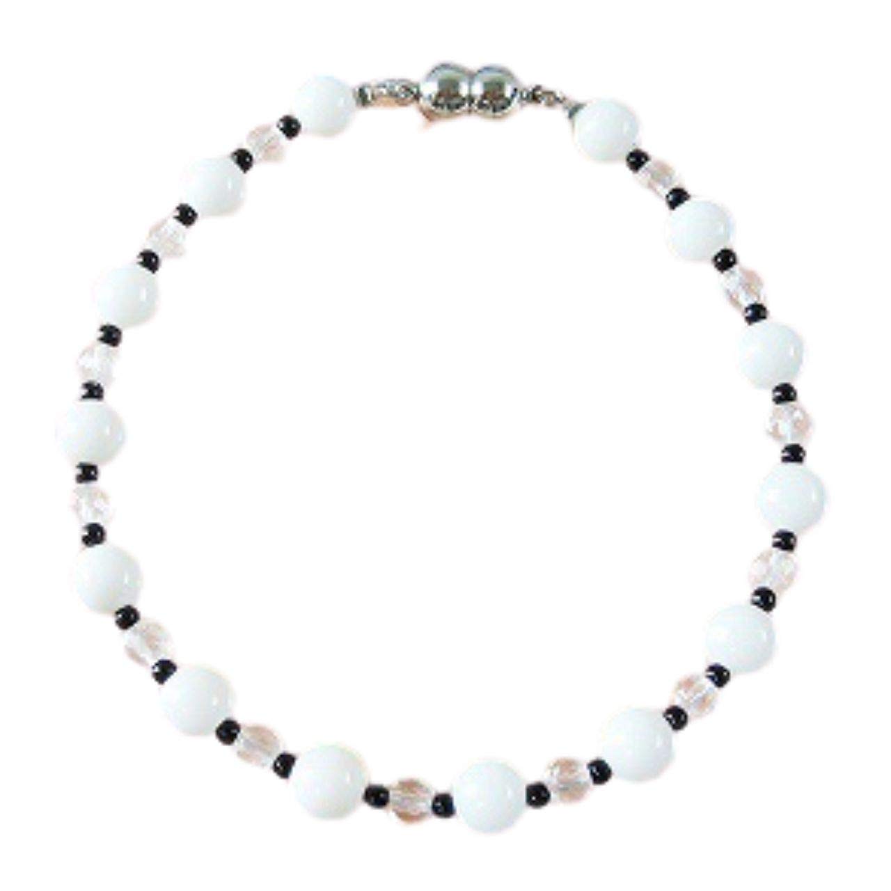 White Coral Bracelet with Onyx and Crystal, Magnetic Closure, for Women, Good Luck Charm, Protection Against Evil, Undyed Coral
White Coral Bracelet with Onyx and Crystal, Magnetic Closure, for Women, Good Luck Charm, Protection Against Evil, Undyed Coral