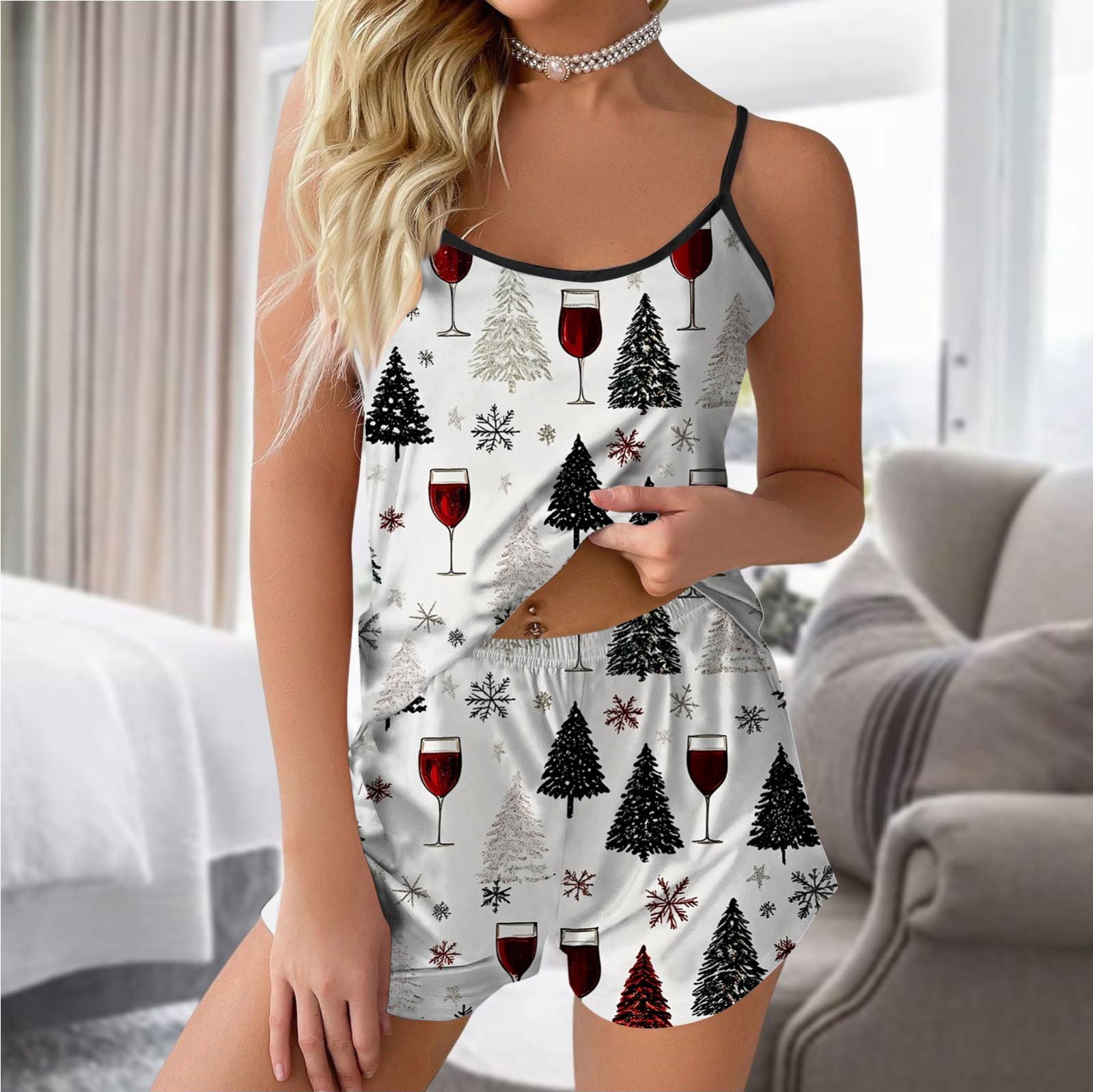 Жіночі модні повсякденні шорти без рукавів Різдвяний піжамний комплект з принтом L білий
Жіночі модні повсякденні шорти без рукавів Різдвяний піжамний комплект з принтом L білий