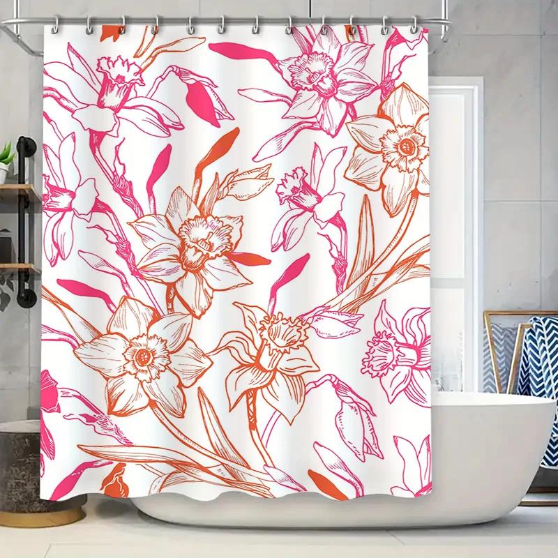 Floral Shower Curtain Bathroom Decor Pink and Orange Floral Design Made from Durable Waterproof Fabric W90xH180cm
Floral Shower Curtain Bathroom Decor Pink and Orange Floral Design Made from Durable Waterproof Fabric W90xH180cm