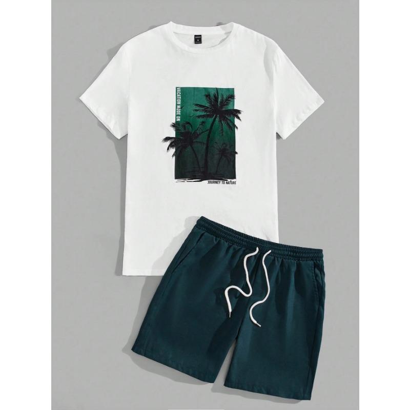 Мужской повседневный комплект из футболки с круглым вырезом и тропическим растительным принтом с коротким рукавом и шорт, повседневный комплект из двух предметов для отпуска XL
Мужской повседневный комплект из футболки с круглым вырезом и тропическим растительным принтом с коротким рукавом и шорт, повседневный комплект из двух предметов для отпуска XL