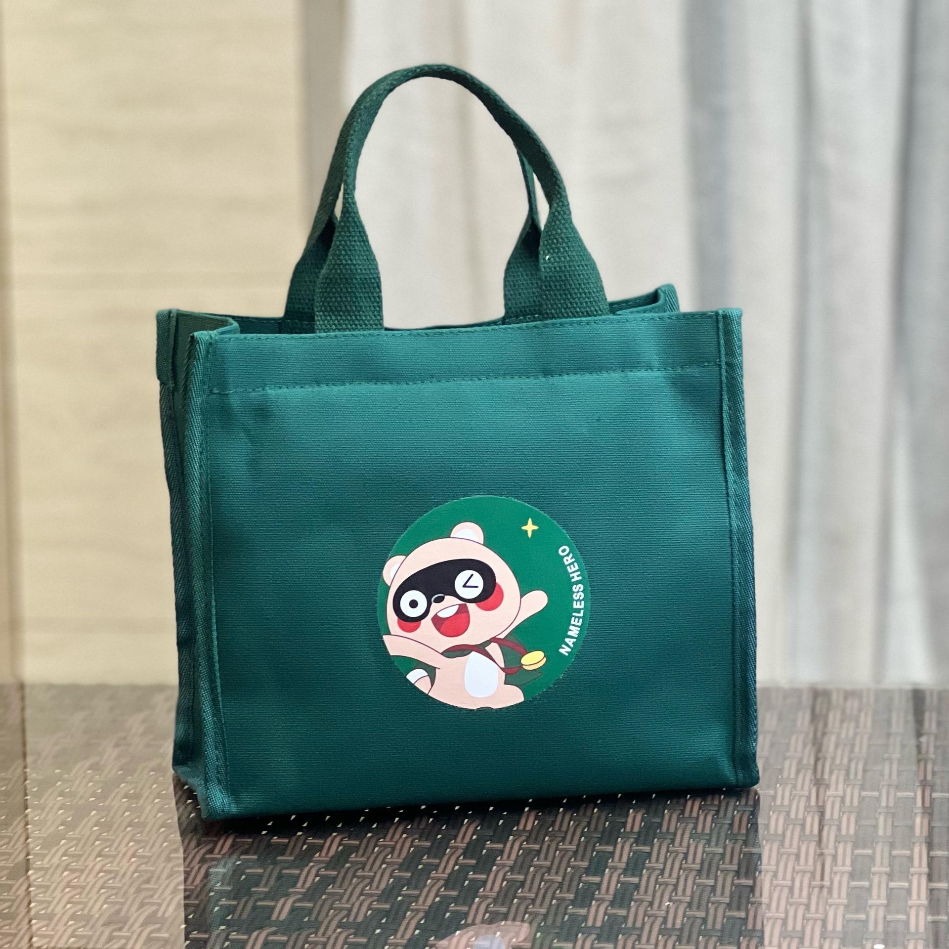 Маленькая вместительная холщовая сумка через плечо для мамы Простая рабочая ручная женская сумка-шоппер Повседневная многофункциональная дорожная сумка с верхней ручкой зелёный