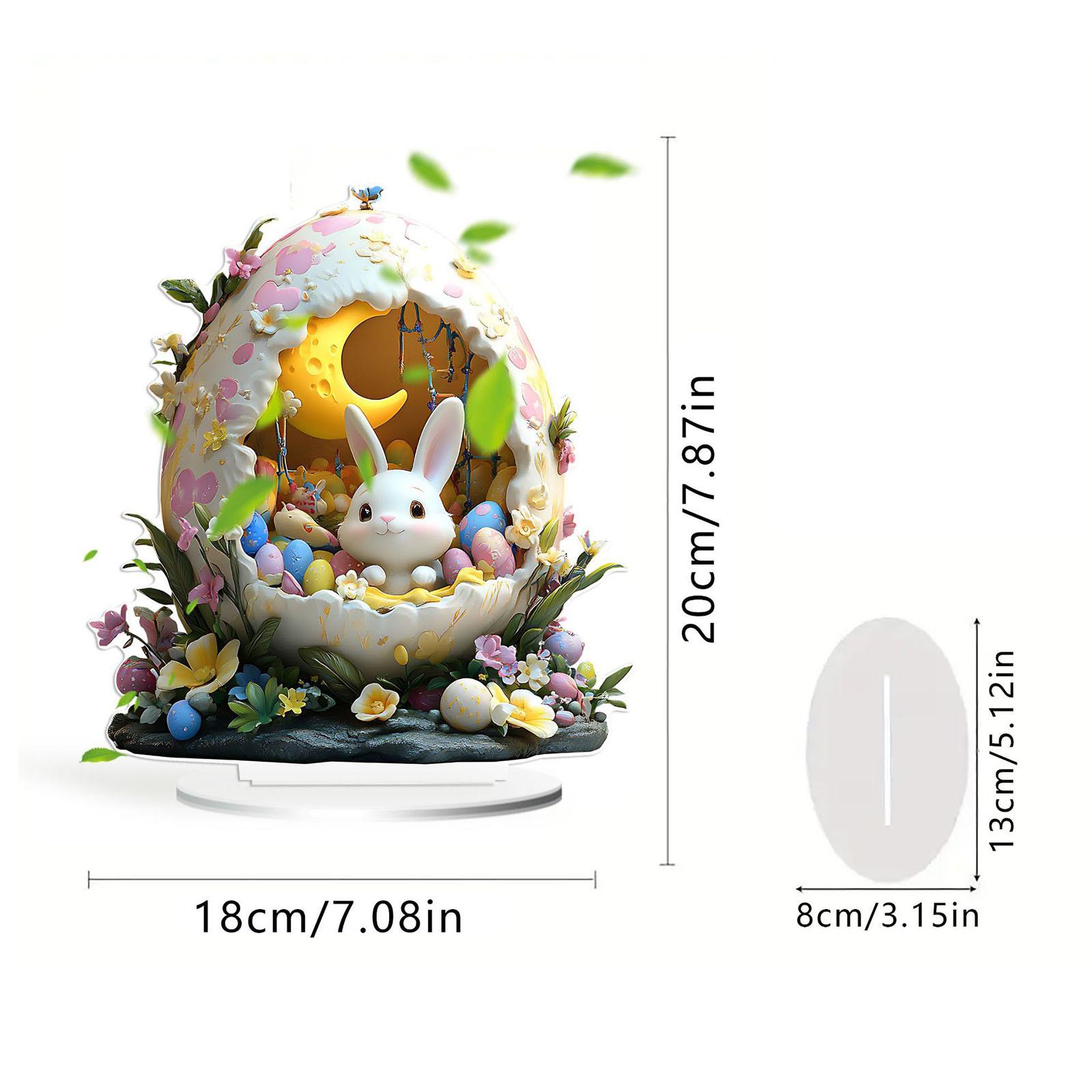 2D Плоские Пасхальные Яйца Милый Кролик Акриловые Настольные Украшения Украшения для Ношения Маленькое Рождественское Украшение