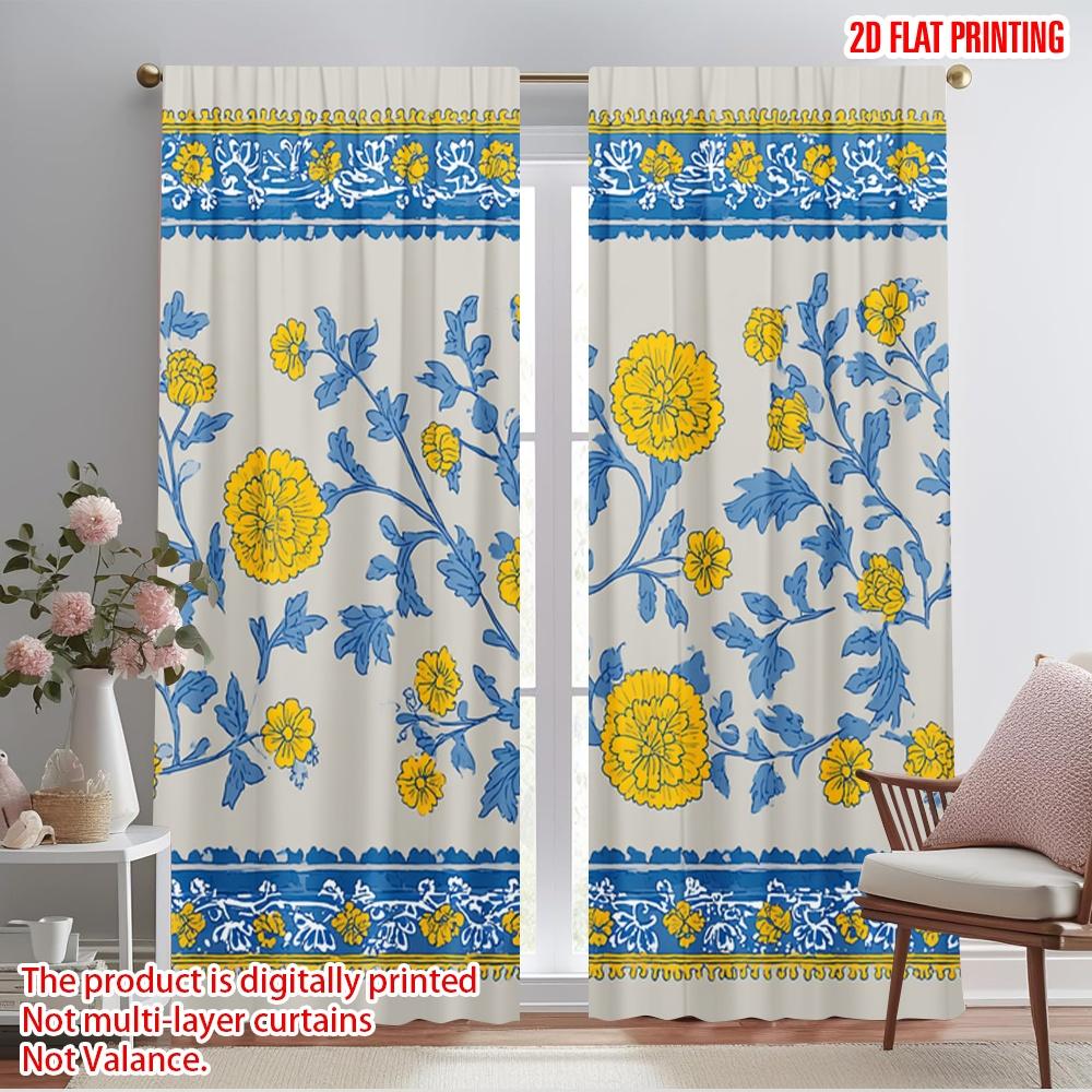 2pcs,2D plane printing Curtain Fabric Blue Yellow Floral Stripes 100% Polyester (without rod) Decorations Inside Ldeal for 52.50×116.00 CM 2pcs
2pcs,2D plane printing Curtain Fabric Blue Yellow Floral Stripes 100% Polyester (without rod) Decorations Inside Ldeal for 52.50×116.00 CM 2pcs