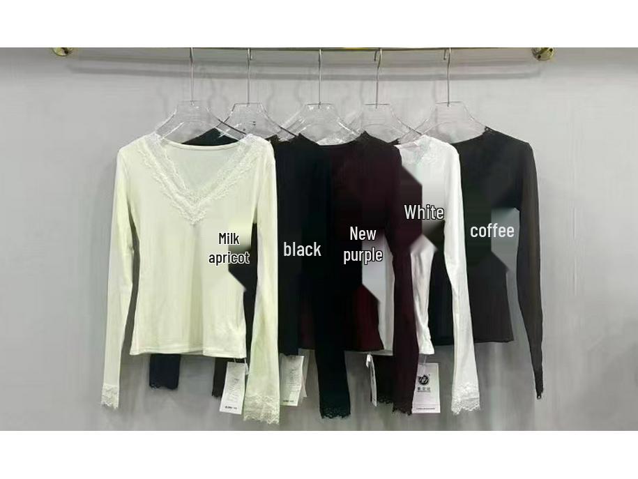 Women s Lace Trim V-Neck T-Shirt, Slim Fit, Long Sleeve, Ruffle Detail, Ideal for Spring and Autumn, Perfect as an Inner Layer. XL
Women s Lace Trim V-Neck T-Shirt, Slim Fit, Long Sleeve, Ruffle Detail, Ideal for Spring and Autumn, Perfect as an Inner Layer. XL
