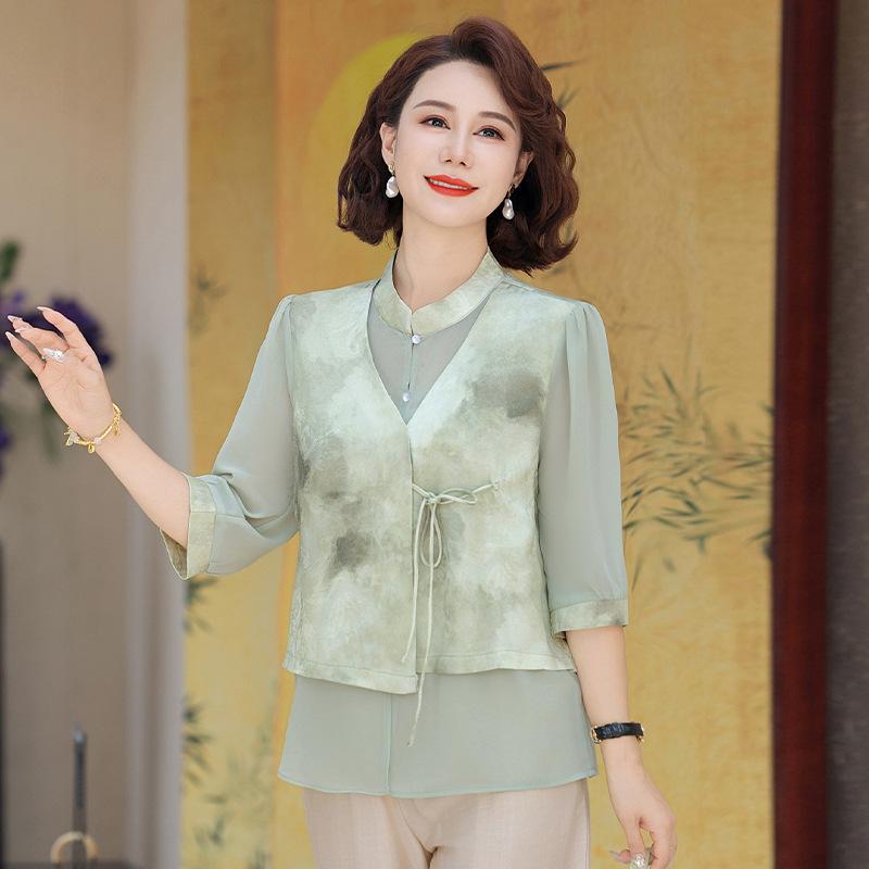 2025 Summer Western Style Chiffon Shirt for Middle-Aged & Elderly Women - Medium Sleeve, Faux Two-Piece Design 4XL (130-140 jin) розовый
2025 Summer Western Style Chiffon Shirt for Middle-Aged & Elderly Women - Medium Sleeve, Faux Two-Piece Design 4XL (130-140 jin) розовый