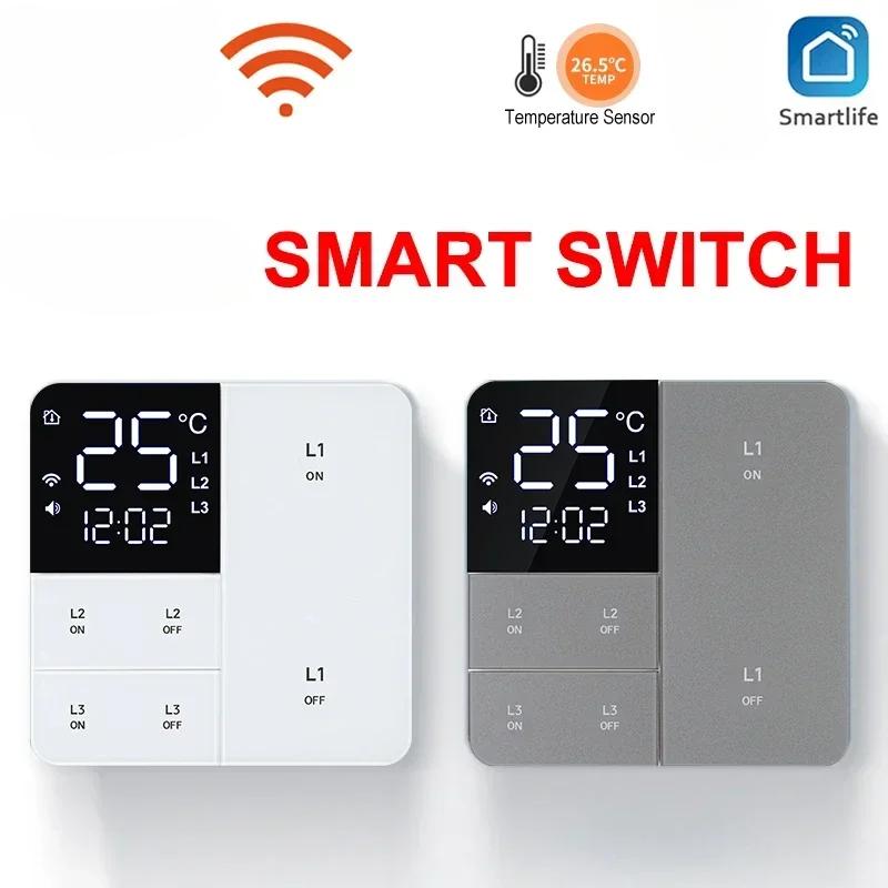 Smart Wifi Switch With temperature time display function 100-250V 1/2/3 Gang Wall Light Button Switch Timing remote control Gary single 1 Gang
Smart Wifi Switch With temperature time display function 100-250V 1/2/3 Gang Wall Light Button Switch Timing remote control Gary single 1 Gang