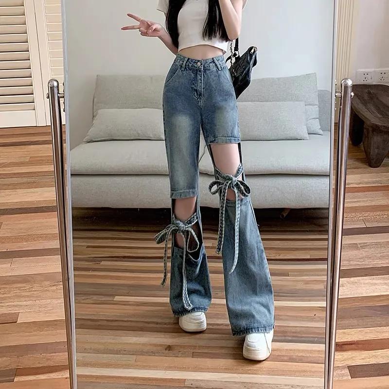Summer Women s Cut Out Lace Up Flare Jeans High Waist S
Summer Women s Cut Out Lace Up Flare Jeans High Waist S