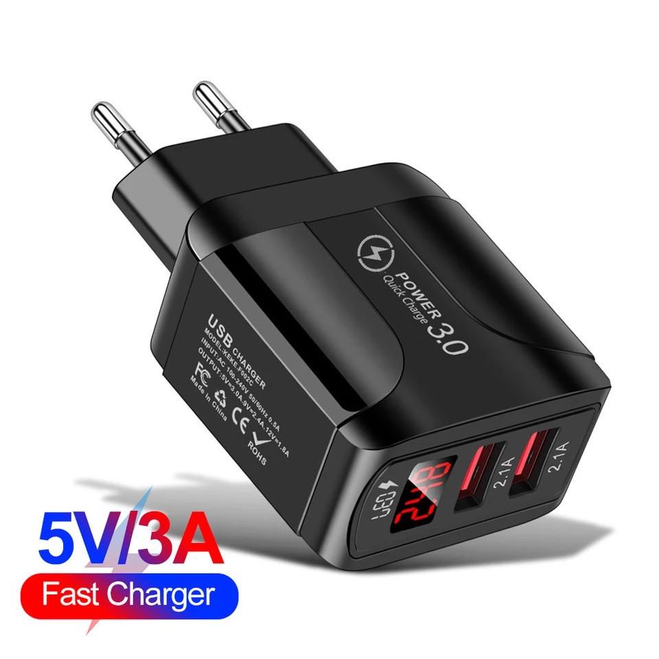 2.4A Dual USB Mobile Charger with Digital Display - US, EU, UK Plug EU White (Round Foot)
2.4A Dual USB Mobile Charger with Digital Display - US, EU, UK Plug EU White (Round Foot)