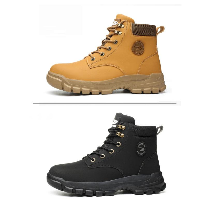 Мужская рабочая защитная обувь Водонепроницаемая, маслостойкая, износостойкая, нескользящая рабочая обувь Обувь со стальным носком Защитная обувь для всех сезонов Рабочие ботинки 39 чёрный