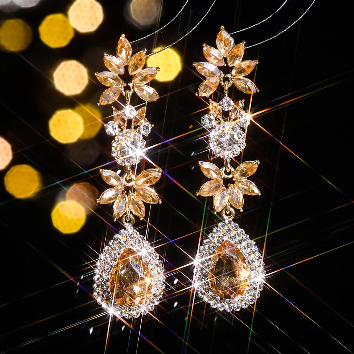 Оригинальные персонализированные преувеличенные цветные длинные серьги с кристаллами, модные блестящие серьги-капли, женские серьги, 1 пара