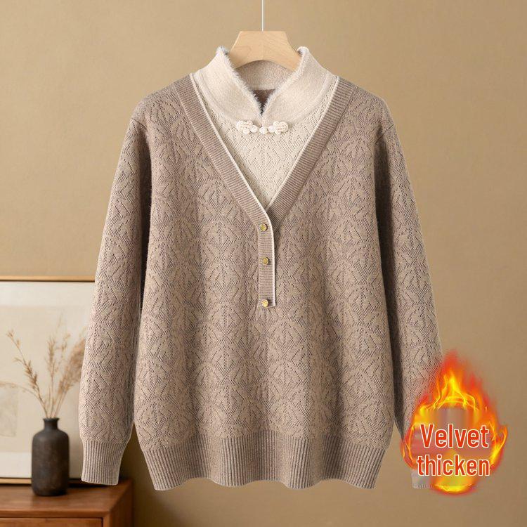 Velvet-Lined Cable Knit Sweater for Middle-Aged and Elderly Women - Soft, Warm, and Loose Fit for Autumn and Winter 3XL
Velvet-Lined Cable Knit Sweater for Middle-Aged and Elderly Women - Soft, Warm, and Loose Fit for Autumn and Winter 3XL