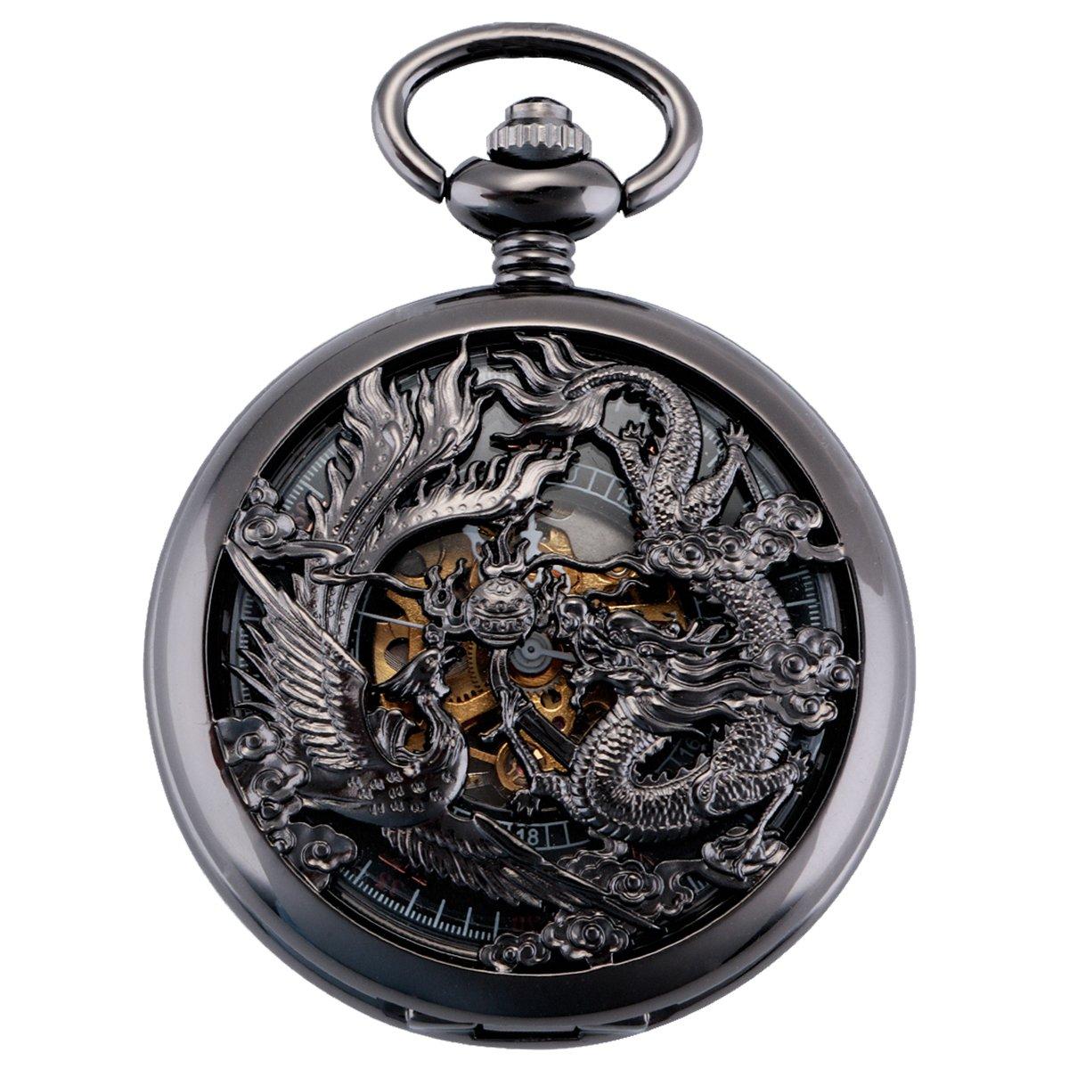 ManChDa Antique Mechanical Pocket Watch, Lucky Dragon Phoenix, Black Skeleton Dial, with Chain and Gift Box (Parallel Import)
ManChDa Antique Mechanical Pocket Watch, Lucky Dragon Phoenix, Black Skeleton Dial, with Chain and Gift Box (Parallel Import)