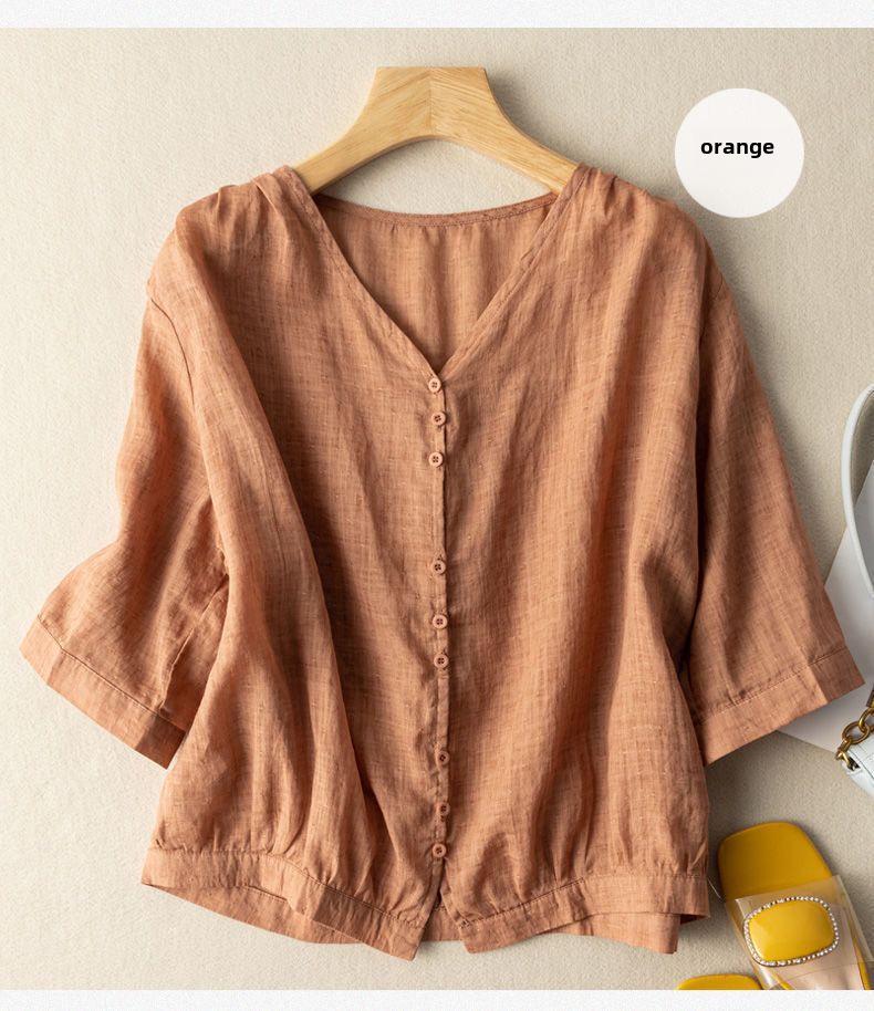 «Большой размер, ретро-топ из хлопка и льна с V-образным вырезом, рукав три четверти, дышащий, для весны и лета» J883 Orange
«Большой размер, ретро-топ из хлопка и льна с V-образным вырезом, рукав три четверти, дышащий, для весны и лета» J883 Orange