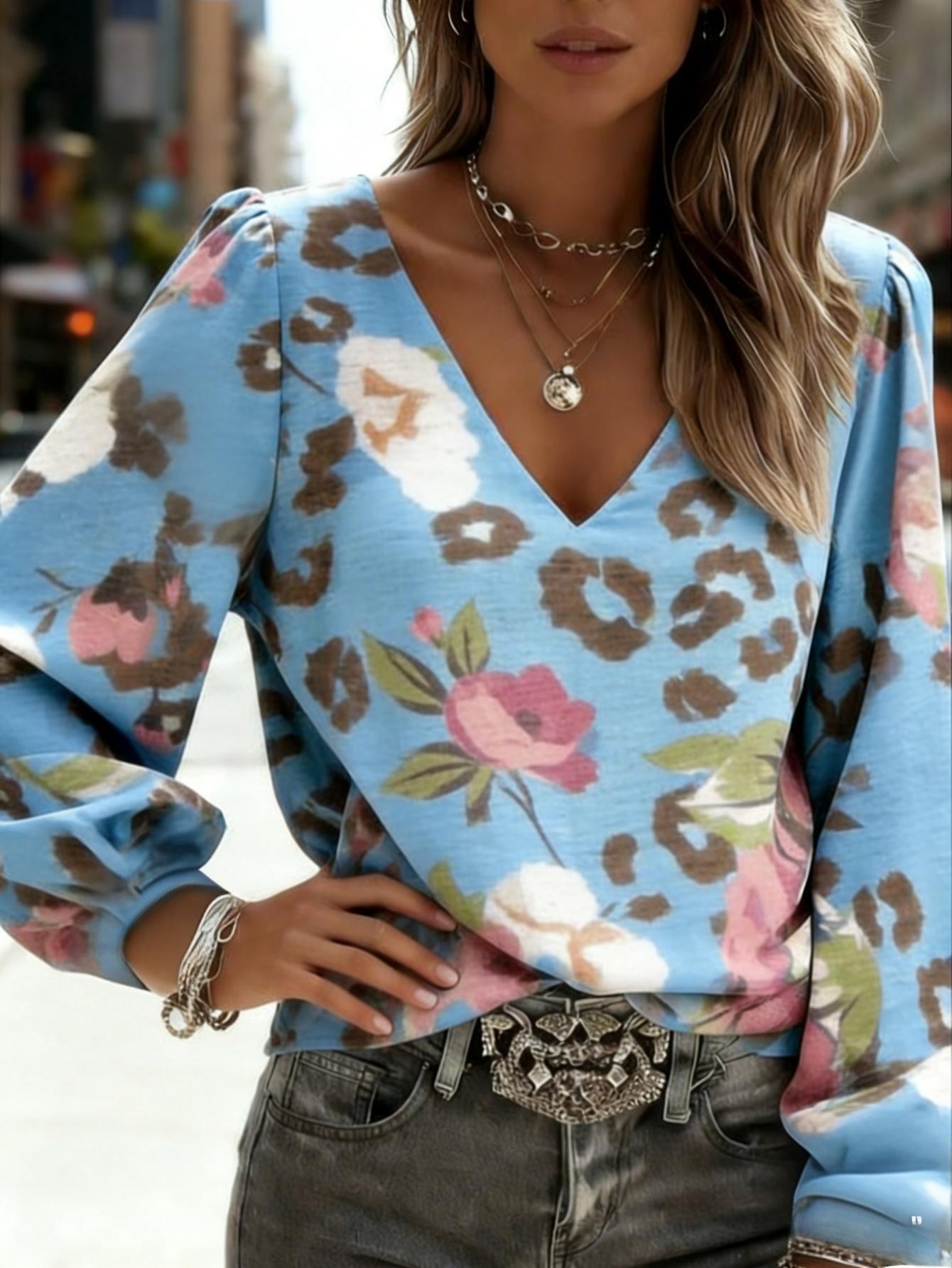 Lady s western cowboy pattern printed shirt, stylish V-neck long-sleeved design, suitable for summer vacations and outdoor gatherings S
Lady s western cowboy pattern printed shirt, stylish V-neck long-sleeved design, suitable for summer vacations and outdoor gatherings S
