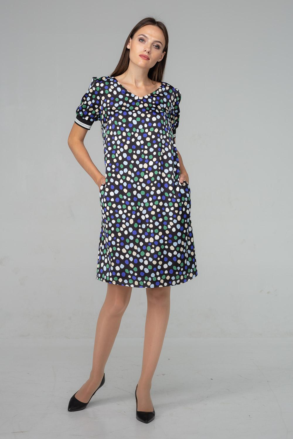 Гладка сукня у різнокольоровий горох із гумкою на рукаві 44 чорний/синій
Гладка сукня у різнокольоровий горох із гумкою на рукаві 44 чорний/синій