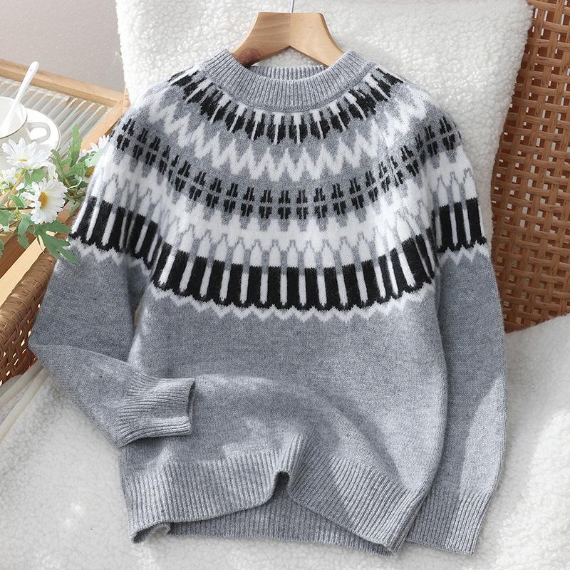 Fair Isle 90s Australian Wool Sweater: Unisex Thick Jacquard Pullover, Long Sleeve, Color Block Knitwear for Men, Women, and Children 110 сірий колір
Fair Isle 90s Australian Wool Sweater: Unisex Thick Jacquard Pullover, Long Sleeve, Color Block Knitwear for Men, Women, and Children 110 сірий колір