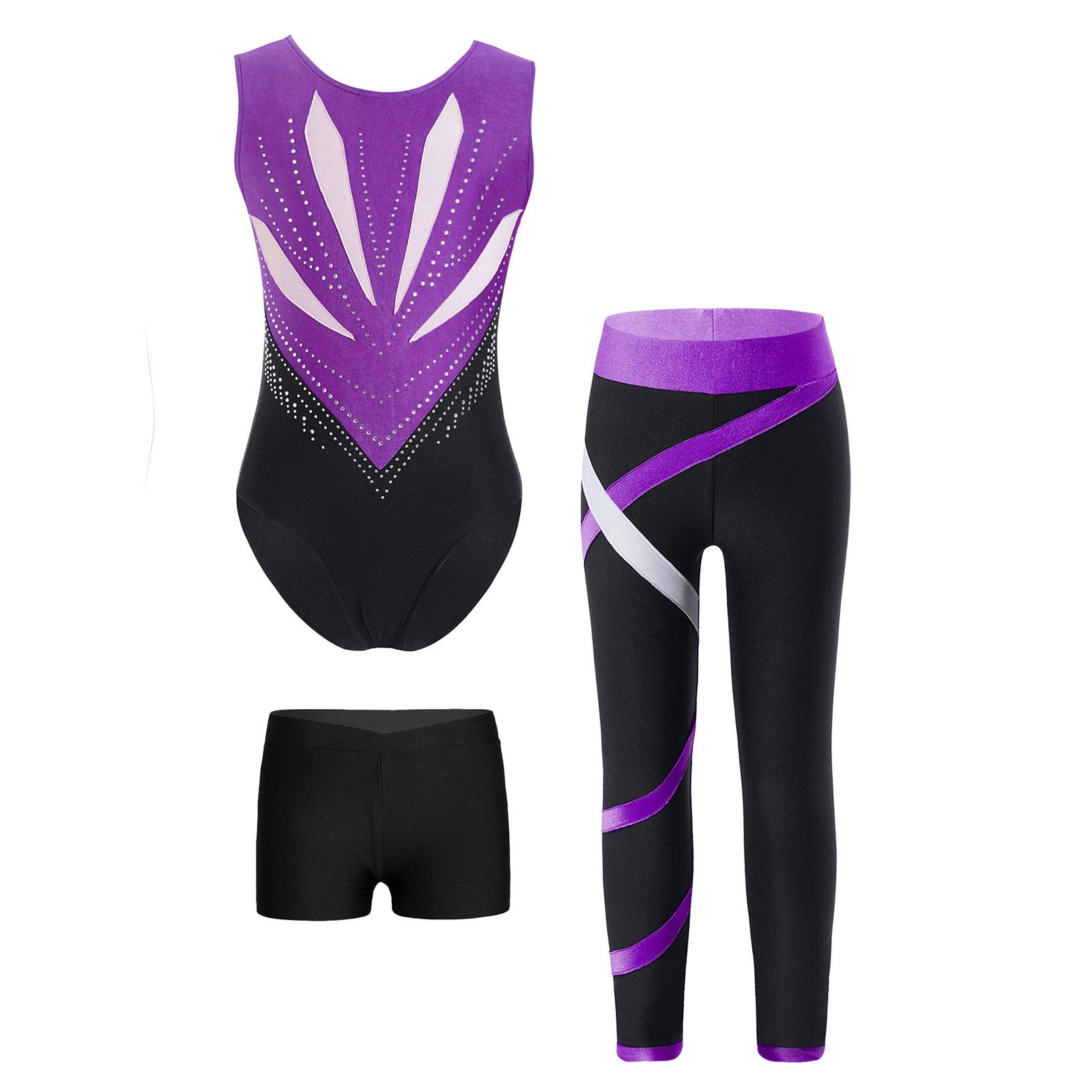 Girls Sparkly Rhinestones Color Block Leotard Bowknot Cutout Back Sleeveless Shorts Leggings Hair Band Set 5-6 Years фіолетовий/чорний
Girls Sparkly Rhinestones Color Block Leotard Bowknot Cutout Back Sleeveless Shorts Leggings Hair Band Set 5-6 Years фіолетовий/чорний