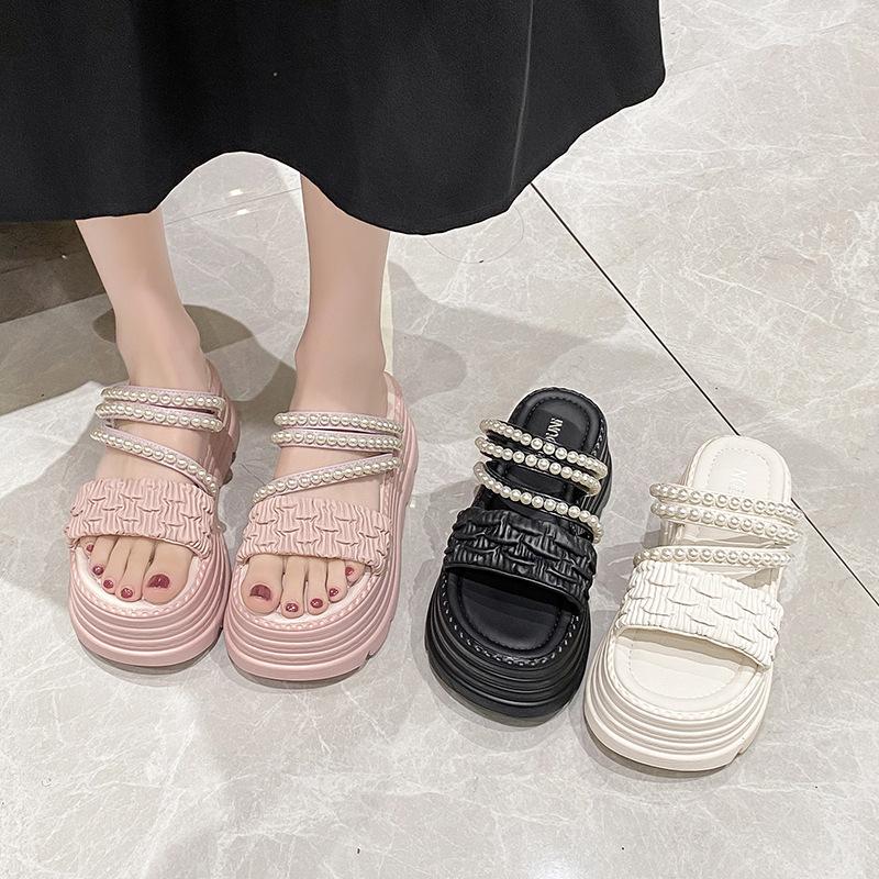 Small person 9cm thick bottom heightening muffin cool slippers women s summer new pearl open-toed wedge heel one-word drag 34 чёрный
Small person 9cm thick bottom heightening muffin cool slippers women s summer new pearl open-toed wedge heel one-word drag 34 чёрный