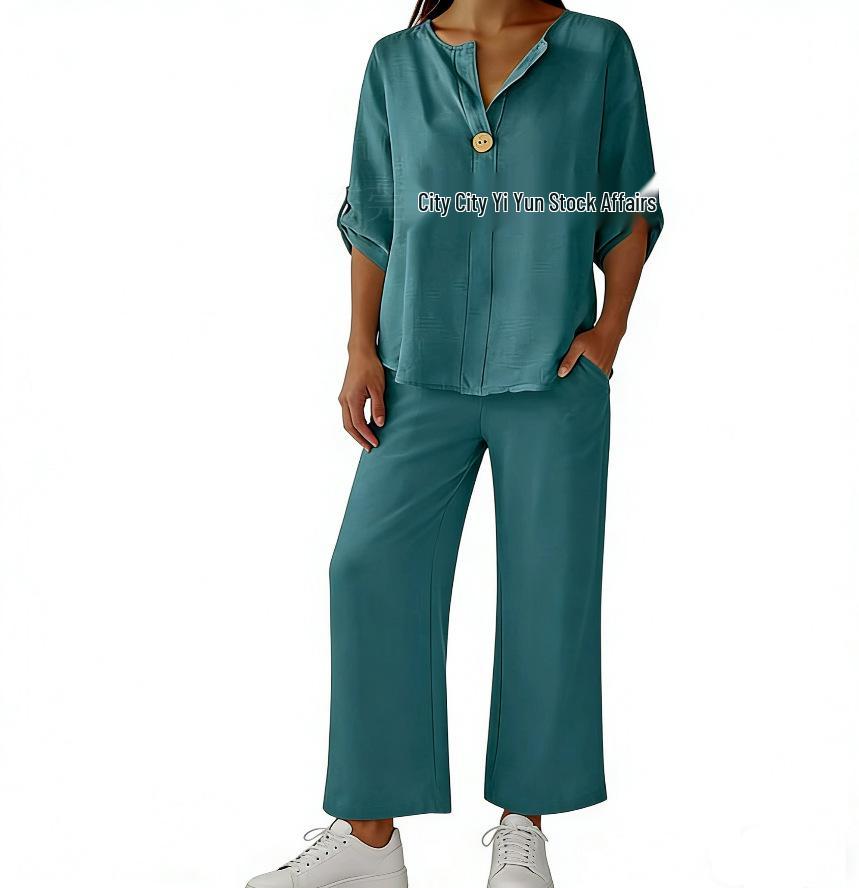 Women s Casual V-neck Solid Color Three-Quarter Sleeve Pants Set 2026 L
Women s Casual V-neck Solid Color Three-Quarter Sleeve Pants Set 2026 L