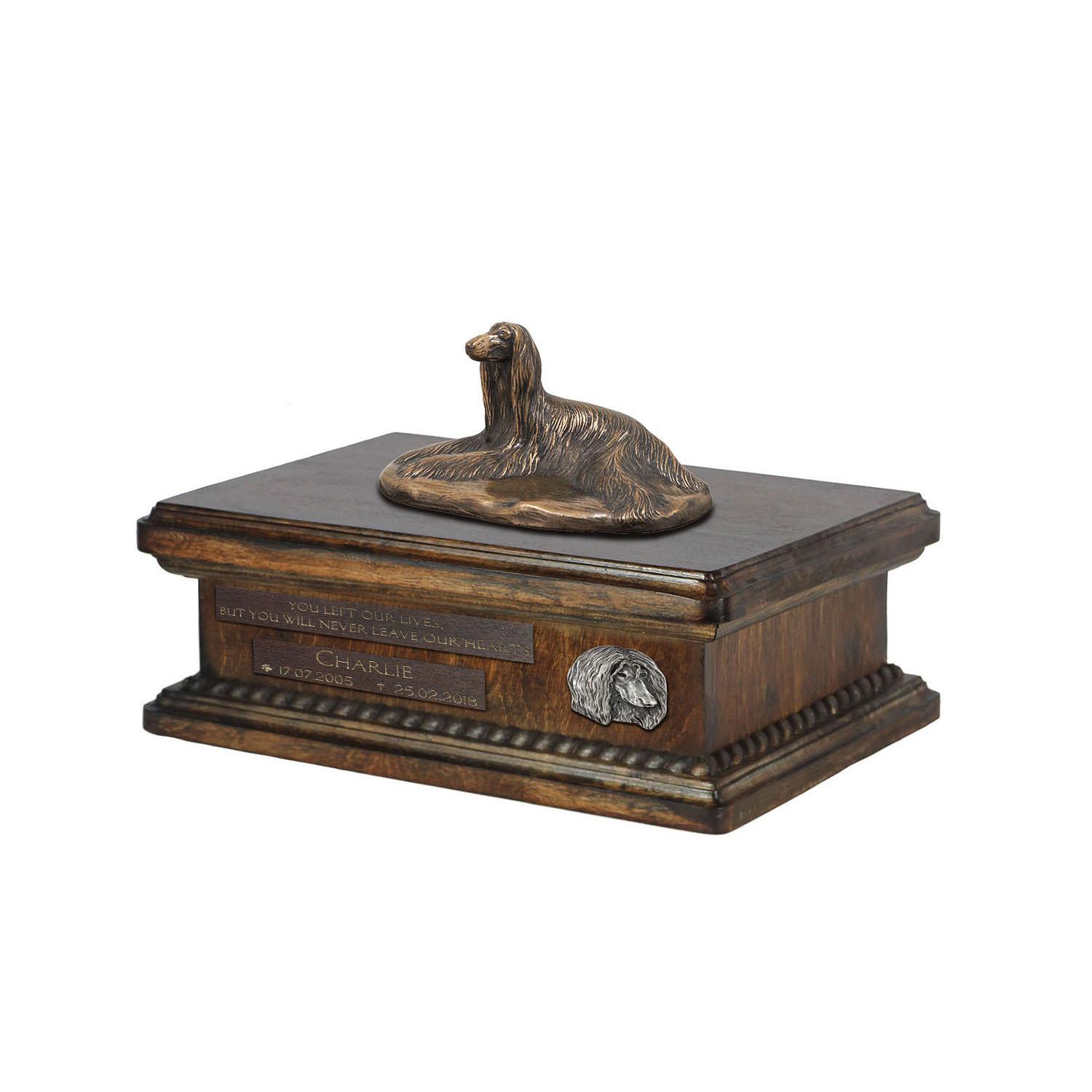 Afghan Hound, Tazi - urn for dog ashes, personalized urn with a statue, wooden urn with a dog by Art-Dog brand коричневий
Afghan Hound, Tazi - urn for dog ashes, personalized urn with a statue, wooden urn with a dog by Art-Dog brand коричневий