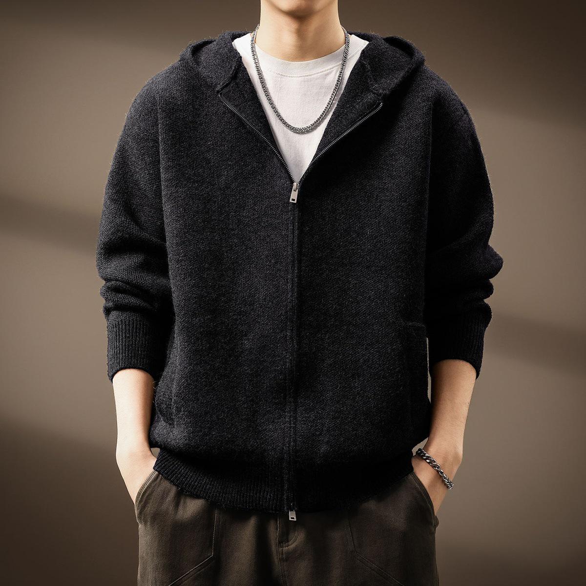 Men s High-End Grey Hooded Knit Cardigan - Autumn/Winter College Style Casual Zipper Coat 2XL (for 160-180 jin)
Men s High-End Grey Hooded Knit Cardigan - Autumn/Winter College Style Casual Zipper Coat 2XL (for 160-180 jin)