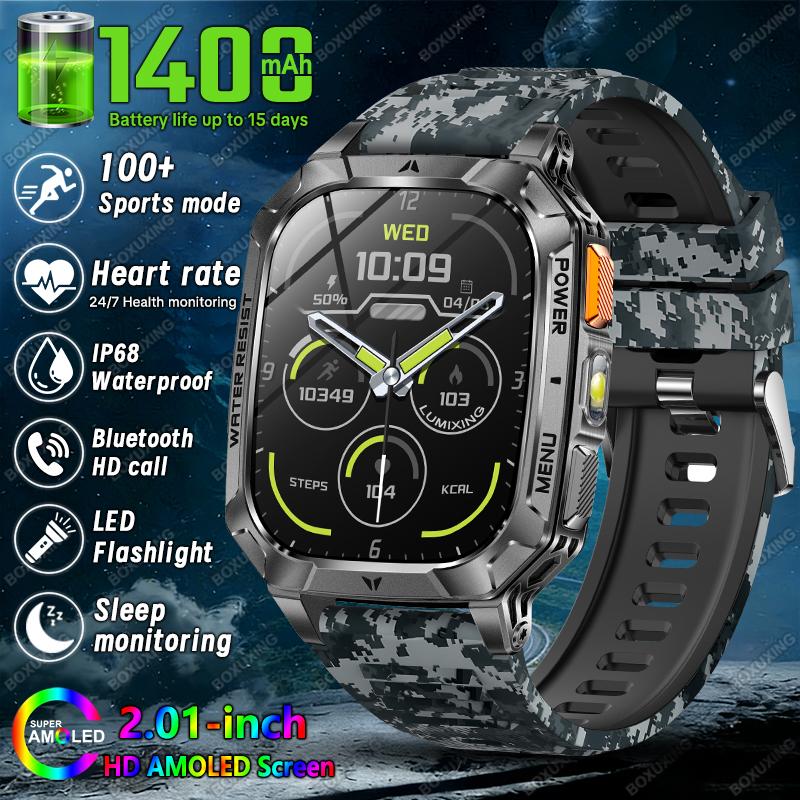 New Military Grade 1400 mAh Battery Smart Watch Men 2.01 AMOLED Screen Sports Fitness Tracking IP68 Waterproof Smartwatches
New Military Grade 1400 mAh Battery Smart Watch Men 2.01 AMOLED Screen Sports Fitness Tracking IP68 Waterproof Smartwatches