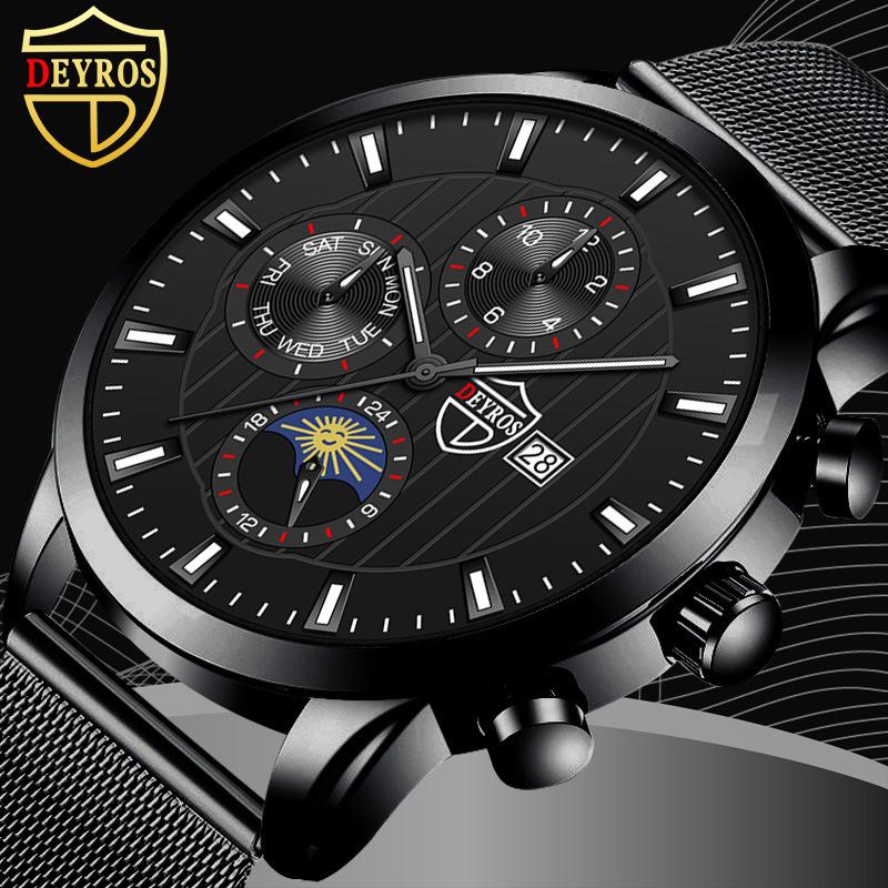 DEYROS модные мужские часы-календарь из нержавеющей стали, студенческие светящиеся кварцевые часы, мужские часы 
DEYROS модные мужские часы-календарь из нержавеющей стали, студенческие светящиеся кварцевые часы, мужские часы