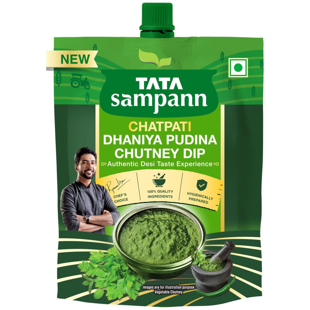 Tata Sampann Chatpati Dhaniya Pudina Chutney Dip 200 g Pack of 1, Tangy Flavor for Snacks & Meals
Tata Sampann Chatpati Dhaniya Pudina Chutney Dip 200 g Pack of 1, Tangy Flavor for Snacks & Meals