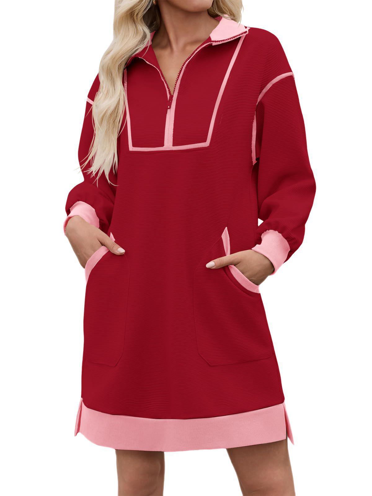 European American Women s Color Block V-Neck Sweatshirt Dress - Half Zip, Long Sleeve, Casual Autumn Mini Skirt, 2025 Collection. 2X Large червоний
European American Women s Color Block V-Neck Sweatshirt Dress - Half Zip, Long Sleeve, Casual Autumn Mini Skirt, 2025 Collection. 2X Large червоний