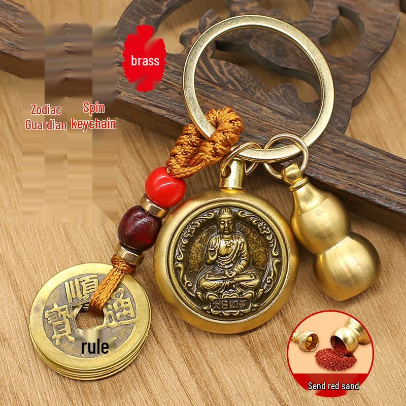 Zodiac Snake Guardian Keychain: Five Emperors Wallet Pendant with Rotating Buddha Ornament
Zodiac Snake Guardian Keychain: Five Emperors Wallet Pendant with Rotating Buddha Ornament